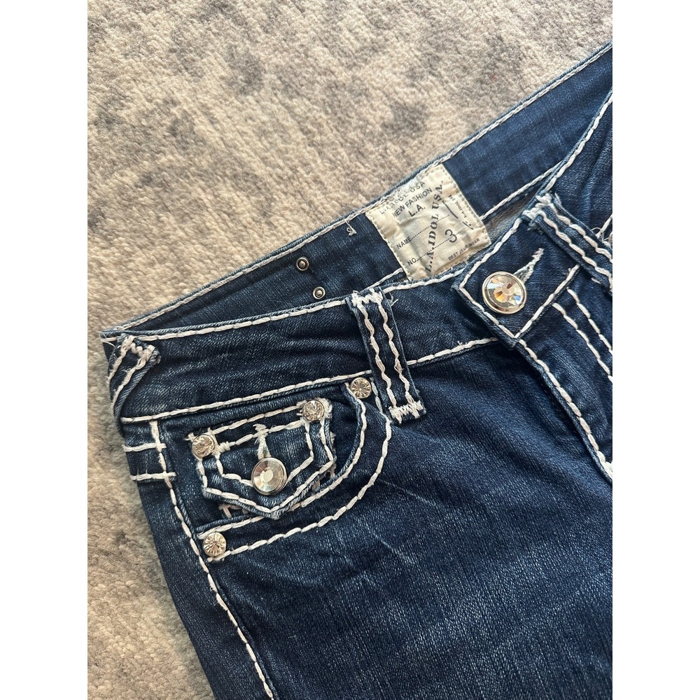 LA Idol USA Cropped Jeans Womens Low Rise Zip Fly Contrast Stitch- Size 3 - Picture 3 of 12